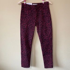 Social Standard Maroon Animal Print Ankle Skinny Jeans